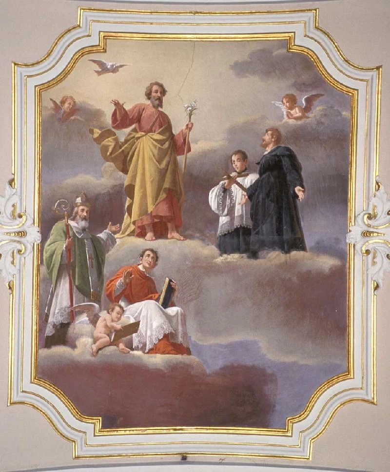 L. San Carlo Borromeo, Santo vescovo, San Giuseppe, San Luigi Gonzaga e San Girolamo Emiliani